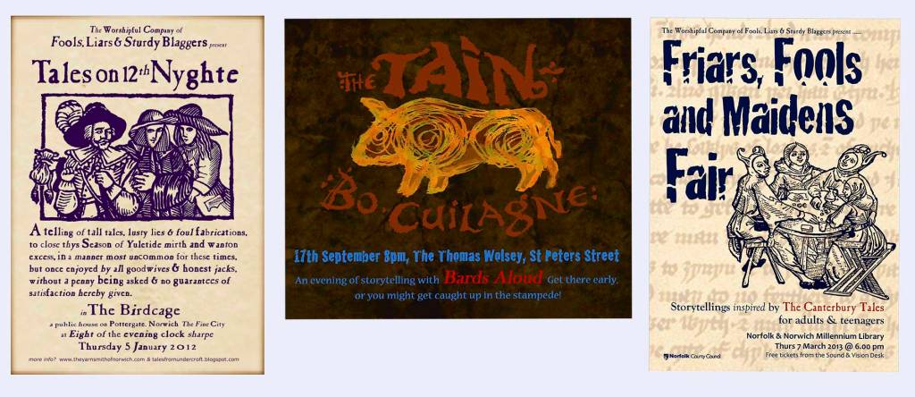 Some gigs where I worked with other tellers, and also made these posters.